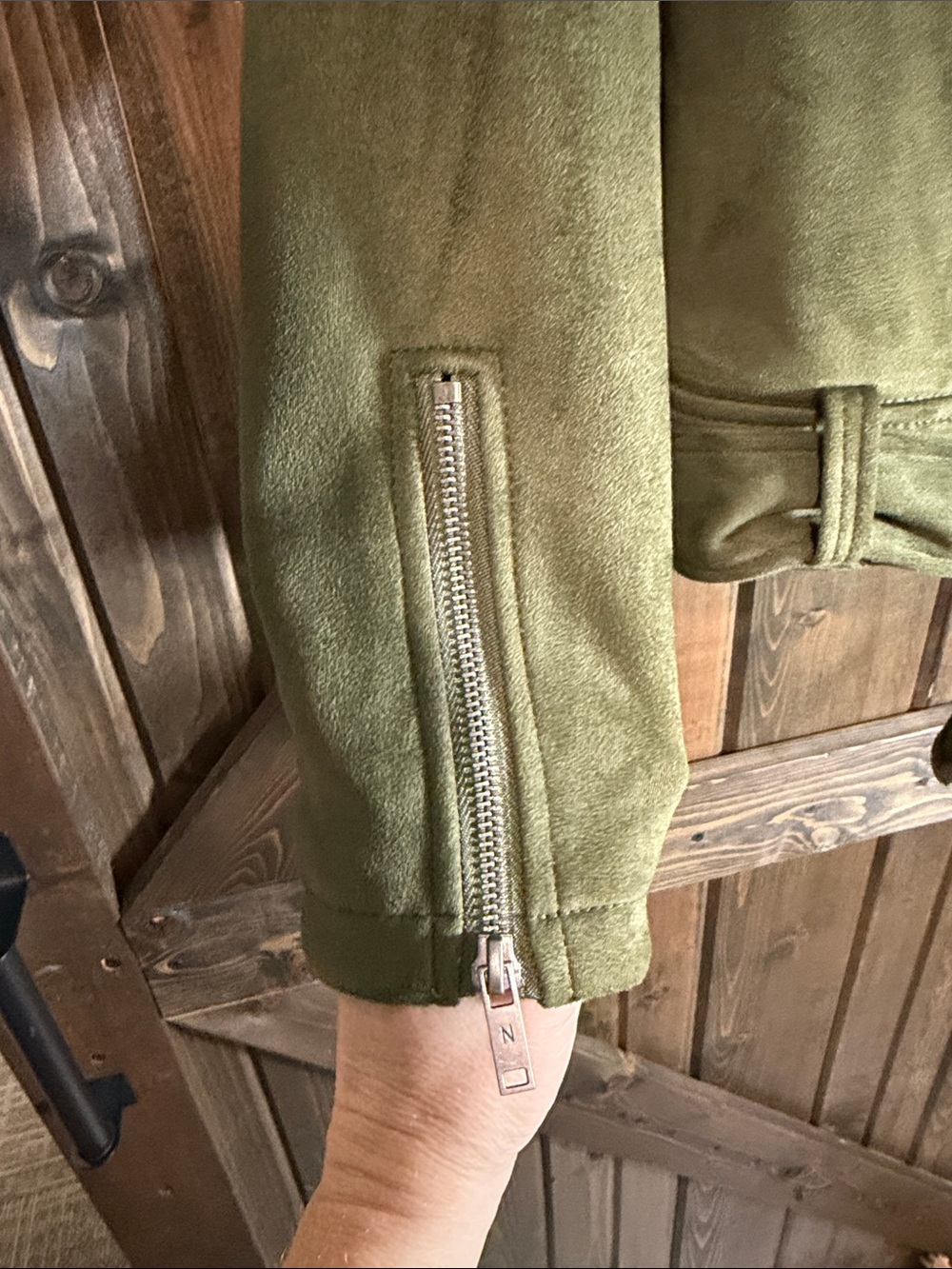 Noisy May Olive Green Suede Moto Jacket - Picture 6 of 7